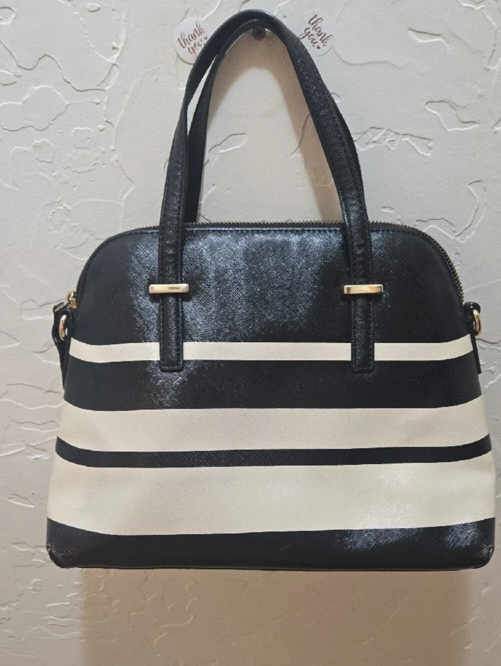 Kate Spade Cedar Street Maise Stripe Domed Satchel With Crossbody Strap